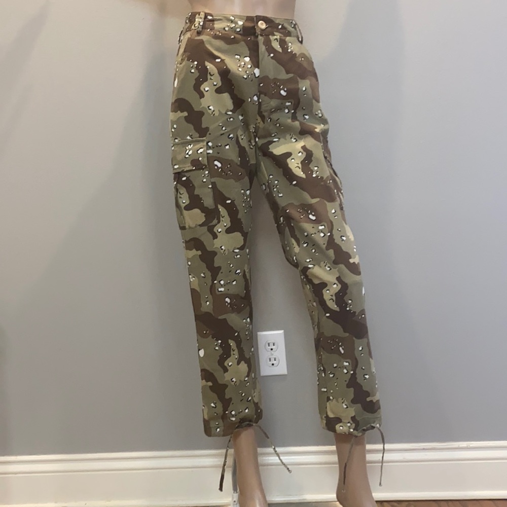 Woven cargo utility pocket trousers